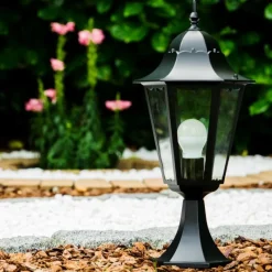 Luminaires Rustiques-hofstein Borne lumineuse noire Noir, Transparent, 1 lumière