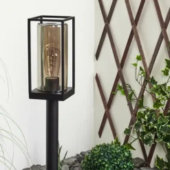 Suspension Verre Fumé-hofstein Borne lumineuse Palanga Noir, 1 lumière