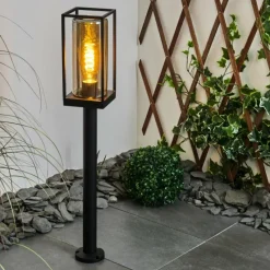 Suspension Verre Fumé-hofstein Borne lumineuse Palanga Noir, 1 lumière