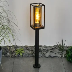 Suspension Verre Fumé-hofstein Borne lumineuse Palanga Noir, 1 lumière