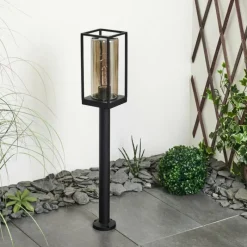 Suspension Verre Fumé-hofstein Borne lumineuse Palanga Noir, 1 lumière