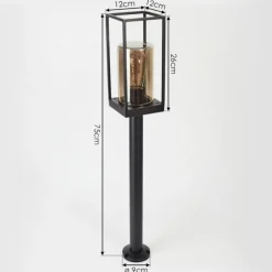 Suspension Verre Fumé-hofstein Borne lumineuse Palanga Noir, 1 lumière