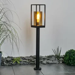 Suspension Verre Fumé-hofstein Borne lumineuse Palanga Noir, 1 lumière