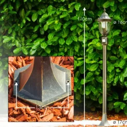 Luminaires Rustiques-hofstein Borne lumineuse Ribadeo Noir doré, 1 lumière, Détecteur de mouvement