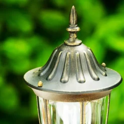 Luminaires Rustiques-hofstein Borne lumineuse Ribadeo Noir doré, 1 lumière, Détecteur de mouvement