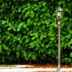 Luminaires Rustiques-hofstein Borne lumineuse Ribadeo Noir doré, 1 lumière, Détecteur de mouvement