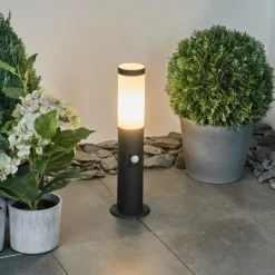 hofstein Borne lumineuse Ruti Noir, 1 lumière, Détecteur de mouvement