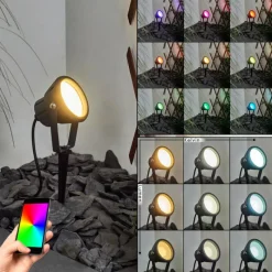 hofstein Borne lumineuse Sempach LED Noir, 1 lumière, Changeur de couleurs