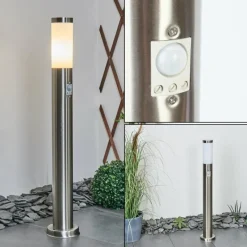 hofstein Borne lumineuse Sessa Nickel mat, 1 lumière, Détecteur de mouvement