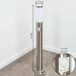 hofstein Borne lumineuse Sessa Nickel mat, 1 lumière, Détecteur de mouvement