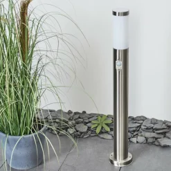 hofstein Borne lumineuse Sessa Nickel mat, 1 lumière, Détecteur de mouvement