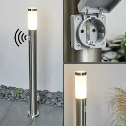 hofstein Borne lumineuse Sessa Nickel mat, 1 lumière, Détecteur de mouvement