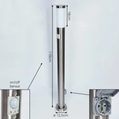 hofstein Borne lumineuse Sessa Nickel mat, 1 lumière, Détecteur de mouvement
