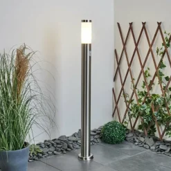 hofstein Borne lumineuse Sessa Nickel mat, 1 lumière, Détecteur de mouvement