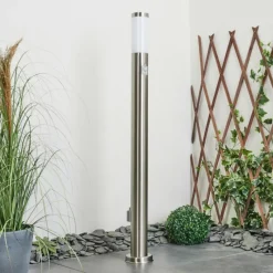 hofstein Borne lumineuse Sessa Nickel mat, 1 lumière, Détecteur de mouvement