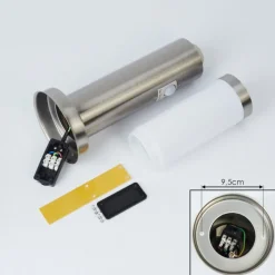 hofstein Borne lumineuse Sessa Nickel mat, 1 lumière, Détecteur de mouvement