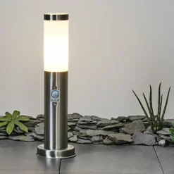 hofstein Borne lumineuse Sessa Nickel mat, 1 lumière, Détecteur de mouvement