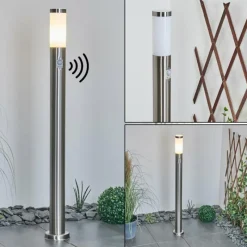 hofstein Borne lumineuse Sessa Nickel mat, 1 lumière, Détecteur de mouvement