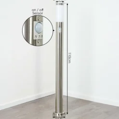 hofstein Borne lumineuse Sessa Nickel mat, 1 lumière, Détecteur de mouvement
