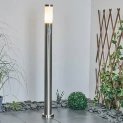 hofstein Borne lumineuse Sessa Nickel mat, 1 lumière, Détecteur de mouvement