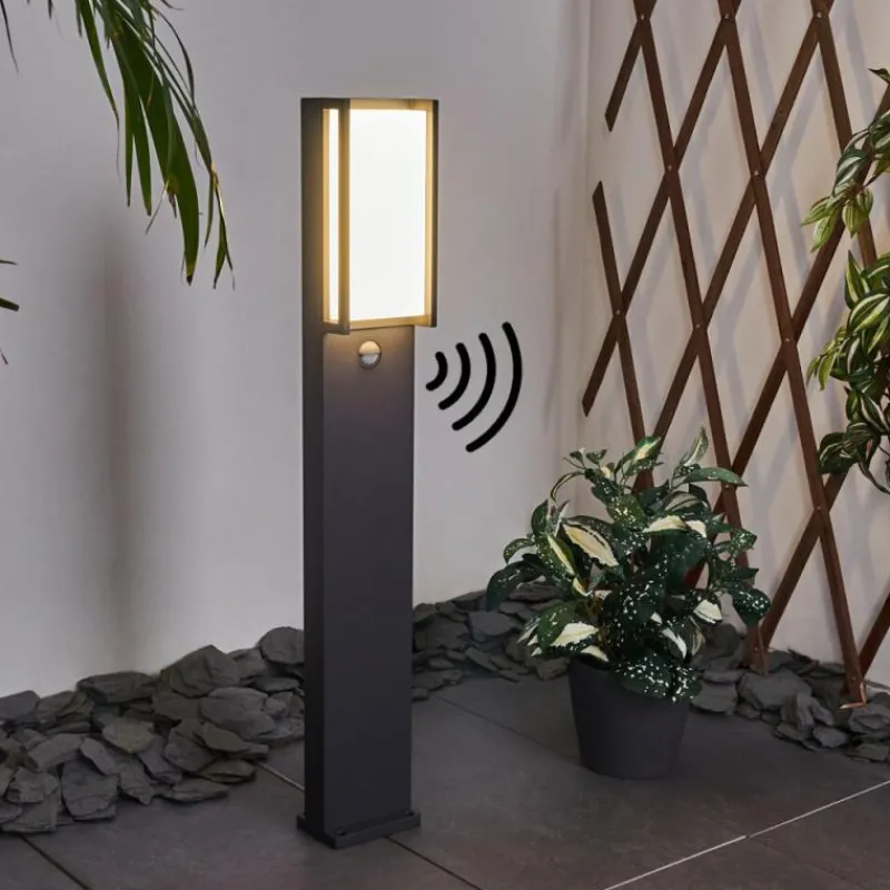 hofstein Borne lumineuse Skove LED Anthracite, 1 lumière, Détecteur de mouvement