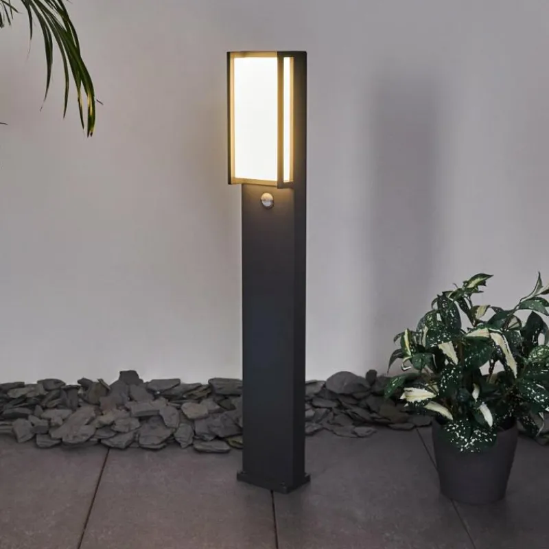 hofstein Borne lumineuse Skove LED Anthracite, 1 lumière, Détecteur de mouvement