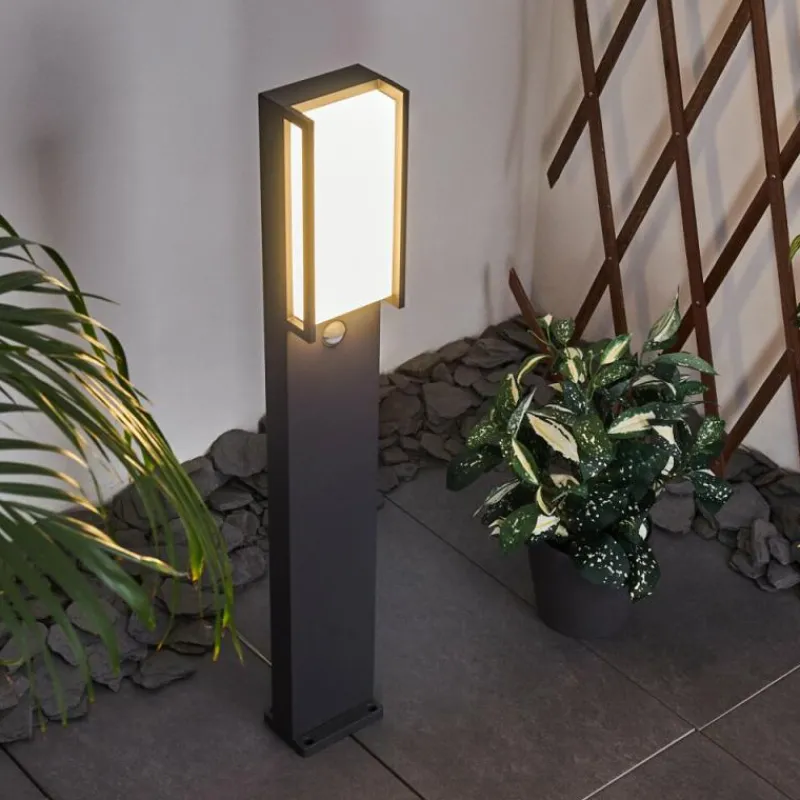 hofstein Borne lumineuse Skove LED Anthracite, 1 lumière, Détecteur de mouvement
