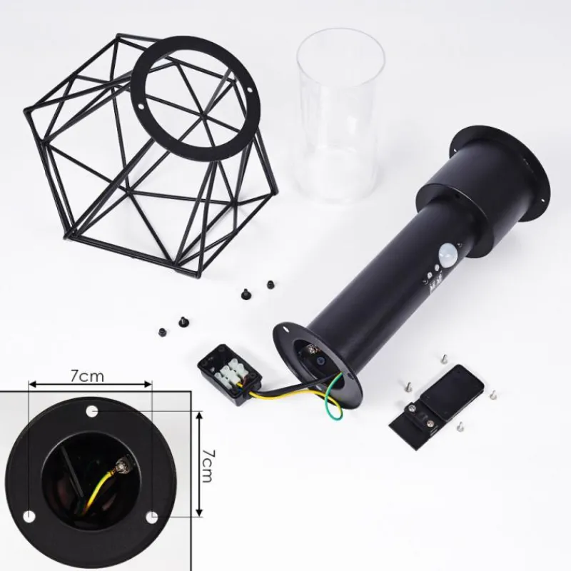 hofstein Borne lumineuse Solda Noir, 1 lumière, Détecteur de mouvement