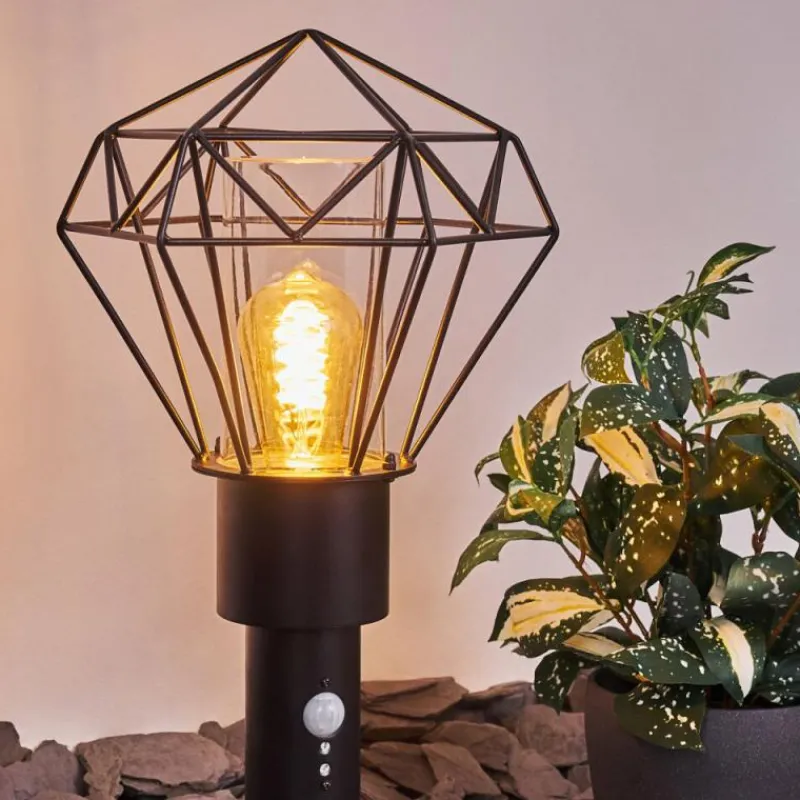 hofstein Borne lumineuse Solda Noir, 1 lumière, Détecteur de mouvement