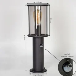 Suspension Verre Fumé-hofstein Borne lumineuse Sumalao Noir, 1 lumière, Détecteur de mouvement