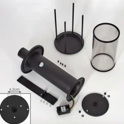 Suspension Verre Fumé-hofstein Borne lumineuse Sumalao Noir, 1 lumière, Détecteur de mouvement