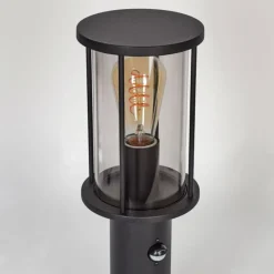 Suspension Verre Fumé-hofstein Borne lumineuse Sumalao Noir, 1 lumière, Détecteur de mouvement