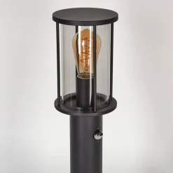 Suspension Verre Fumé-hofstein Borne lumineuse Sumalao Noir, 1 lumière, Détecteur de mouvement