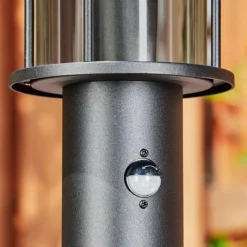 Suspension Verre Fumé-hofstein Borne lumineuse Sumalao Noir, 1 lumière, Détecteur de mouvement