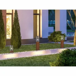 Lampes En Bois-Luminaires Trio Borne lumineuse Trio Garonne Bois foncé, Nickel mat, 1 lumière