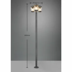 Luminaires Trio Borne lumineuse Trio-Leuchten Cavado Anthracite, 3 lumières