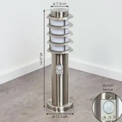 hofstein Borne lumineuse Tunes Nickel mat, 1 lumière, Détecteur de mouvement