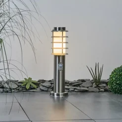 hofstein Borne lumineuse Tunes Nickel mat, 1 lumière, Détecteur de mouvement