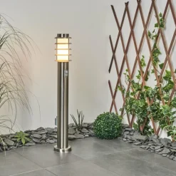 hofstein Borne lumineuse Tunes Nickel mat, 1 lumière, Détecteur de mouvement