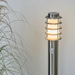 hofstein Borne lumineuse Tunes Nickel mat, 1 lumière, Détecteur de mouvement