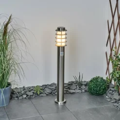 hofstein Borne lumineuse Tunes Nickel mat, 1 lumière, Détecteur de mouvement