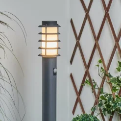 hofstein Borne lumineuse Tunes Nickel mat, 1 lumière, Détecteur de mouvement