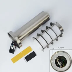 hofstein Borne lumineuse Tunes Nickel mat, 1 lumière, Détecteur de mouvement