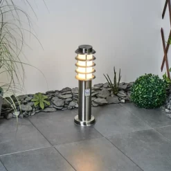 hofstein Borne lumineuse Tunes Nickel mat, 1 lumière, Détecteur de mouvement