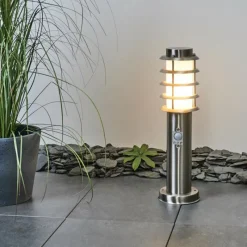 hofstein Borne lumineuse Tunes Nickel mat, 1 lumière, Détecteur de mouvement