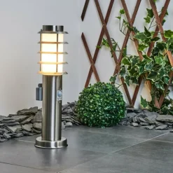 hofstein Borne lumineuse Tunes Nickel mat, 1 lumière, Détecteur de mouvement