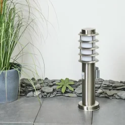 hofstein Borne lumineuse Tunes Nickel mat, 1 lumière, Détecteur de mouvement