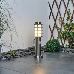 hofstein Borne lumineuse Tunes Nickel mat, 1 lumière, Détecteur de mouvement