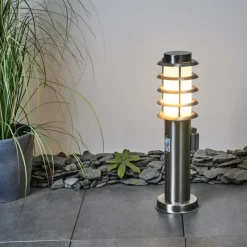 hofstein Borne lumineuse Tunes Nickel mat, 1 lumière, Détecteur de mouvement