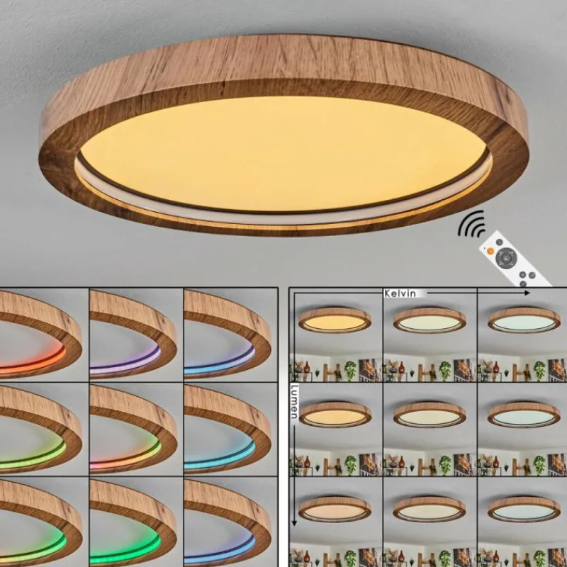 hofstein Bosatorp Plafonnier LED Noir, 1 lumière, Télécommandes